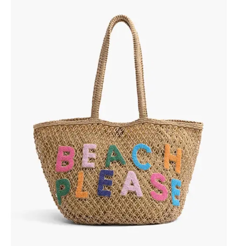 New with tags. Beach Please bag. Hand woven macrame and hand beaded